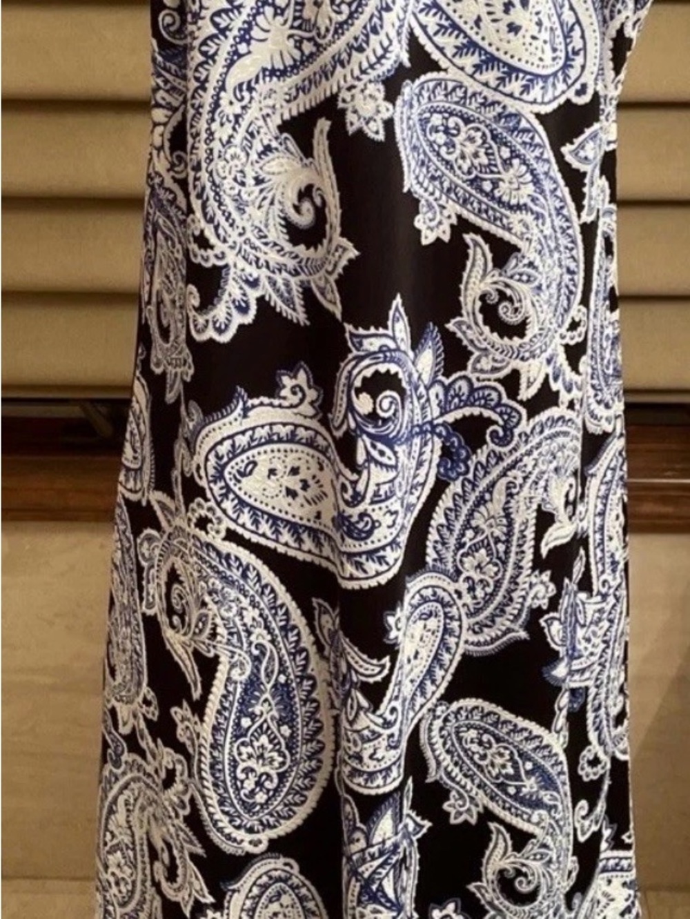Dana Buchman Black/Blue Paisley  Print Sleeveless Stretch Maxi Dress Size Large
